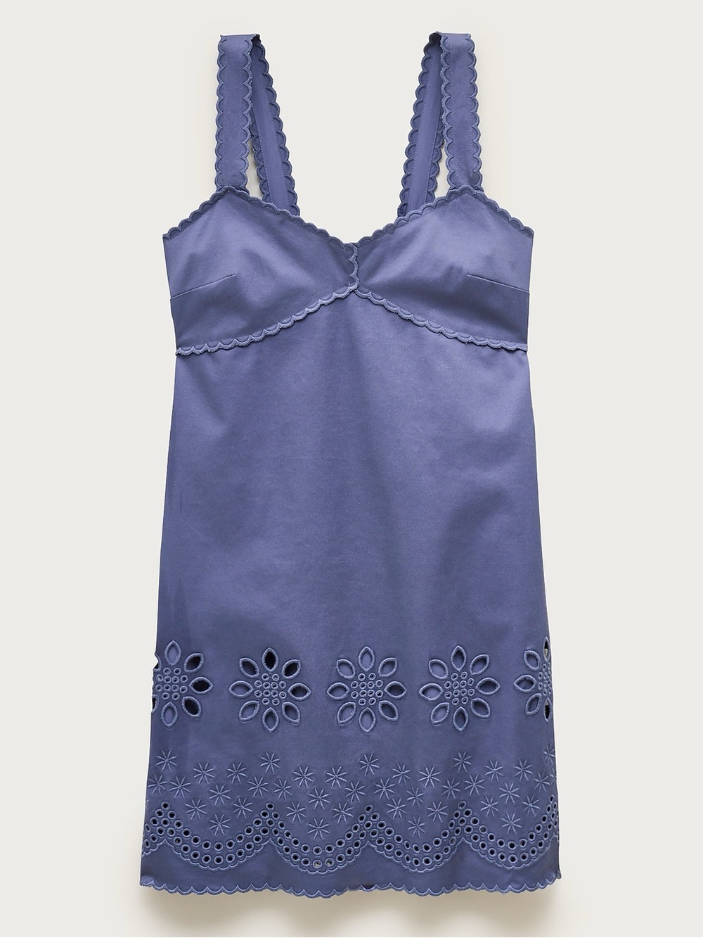J. Crew - Scallop-Trim Mini Dress in Washed Twill